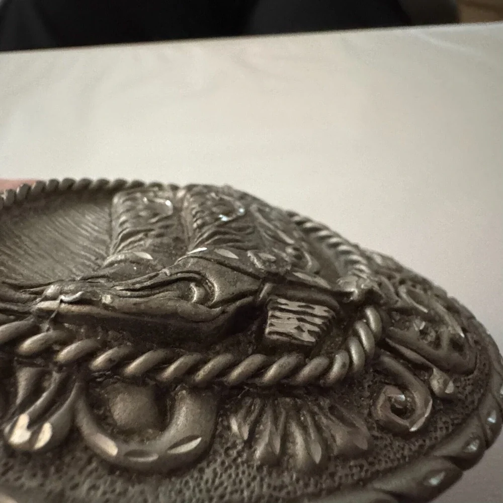Vintage Solid Pewter Western Belt Buckle Cowboy Cowgirl‎ Boots USA 4